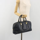 LOEWE Amazonas Hand Bag Leather Navy Gold Auth 195648A-21