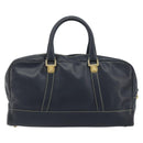 LOEWE Amazonas Hand Bag Leather Navy Gold Auth 195648A-2