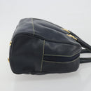 LOEWE Amazonas Hand Bag Leather Navy Gold Auth 195648A-3