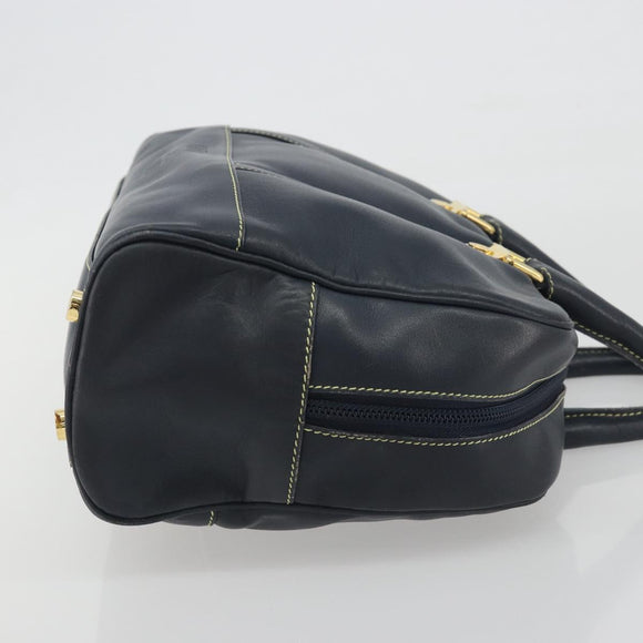 LOEWE Amazonas Hand Bag Leather Navy Gold Auth 195648A