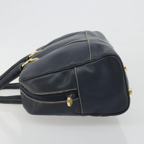 LOEWE Amazonas Hand Bag Leather Navy Gold Auth 195648A