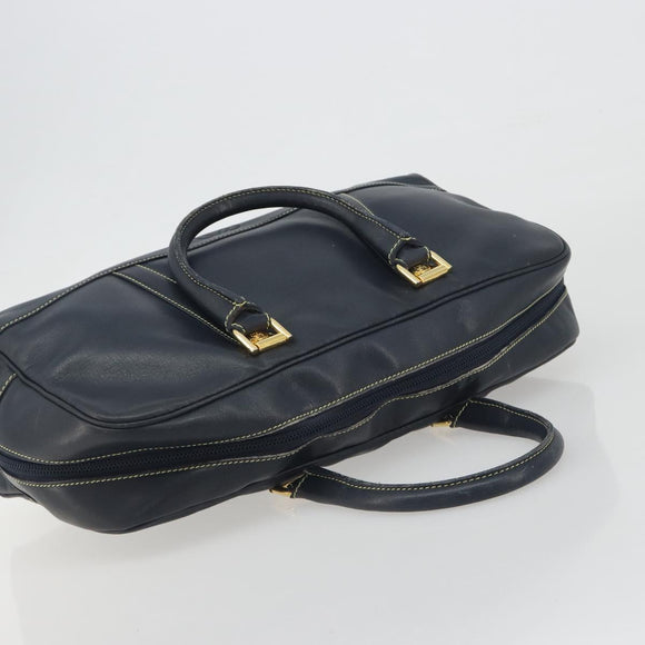LOEWE Amazonas Hand Bag Leather Navy Gold Auth 195648A