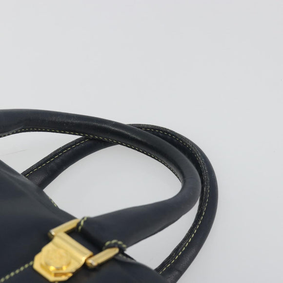 LOEWE Amazonas Hand Bag Leather Navy Gold Auth 195648A