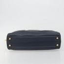 LOEWE Amazonas Hand Bag Leather Navy Gold Auth 195648A-5