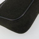 PRADA PRADA Sports Hand Pouch Wool Khaki Silver Auth 195649A-15