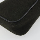 PRADA PRADA Sports Hand Pouch Wool Khaki Silver Auth 195649A-17