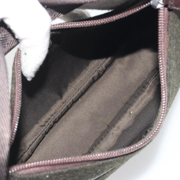 PRADA PRADA Sports Hand Pouch Wool Khaki Silver Auth 195649A