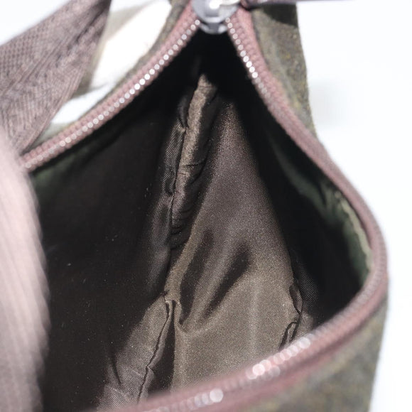 PRADA PRADA Sports Hand Pouch Wool Khaki Silver Auth 195649A