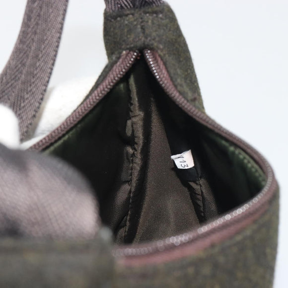 PRADA PRADA Sports Hand Pouch Wool Khaki Silver Auth 195649A
