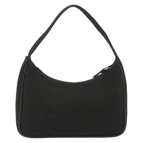 PRADA PRADA Sports Hand Pouch Wool Khaki Silver Auth 195649A