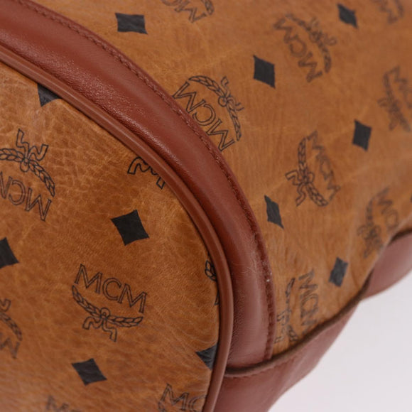 MCM Vicetos Logogram Shoulder Bag PVC Leather Brown Gold Auth 195650