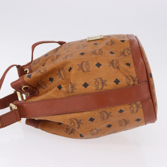 MCM Vicetos Logogram Shoulder Bag PVC Leather Brown Gold Auth 195650