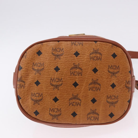 MCM Vicetos Logogram Shoulder Bag PVC Leather Brown Gold Auth 195650