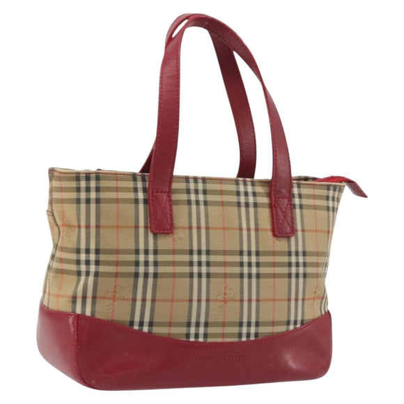 BURBERRY Nova Check Hand Bag Canvas Beige Auth 195651