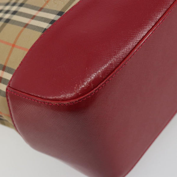 BURBERRY Nova Check Hand Bag Canvas Beige Auth 195651