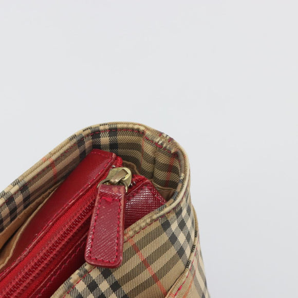 BURBERRY Nova Check Hand Bag Canvas Beige Auth 195651