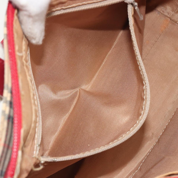 BURBERRY Nova Check Hand Bag Canvas Beige Auth 195651