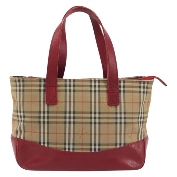 BURBERRY Nova Check Hand Bag Canvas Beige Auth 195651
