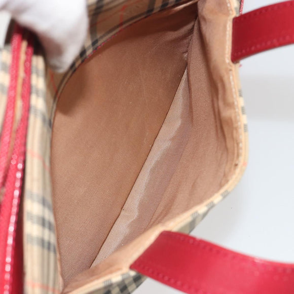 BURBERRY Nova Check Hand Bag Canvas Beige Auth 195651