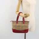 BURBERRY Nova Check Hand Bag Canvas Beige Auth 195651-22