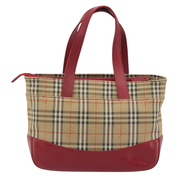 BURBERRY Nova Check Hand Bag Canvas Beige Auth 195651