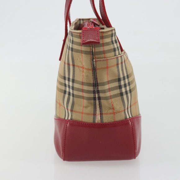 BURBERRY Nova Check Hand Bag Canvas Beige Auth 195651