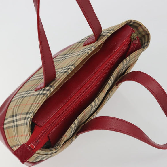 BURBERRY Nova Check Hand Bag Canvas Beige Auth 195651