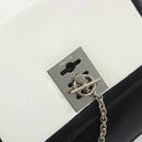 CELINE Shoulder Bag Leather White Black Silver Auth 195652-17