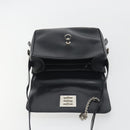 CELINE Shoulder Bag Leather White Black Silver Auth 195652-19