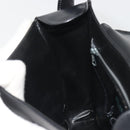 CELINE Shoulder Bag Leather White Black Silver Auth 195652-22