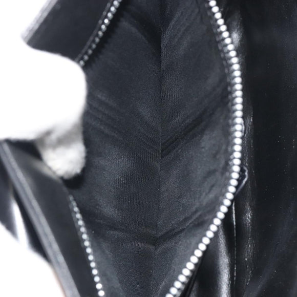 CELINE Shoulder Bag Leather White Black Silver Auth 195652