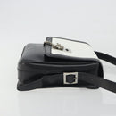 CELINE Shoulder Bag Leather White Black Silver Auth 195652-3
