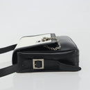CELINE Shoulder Bag Leather White Black Silver Auth 195652-4