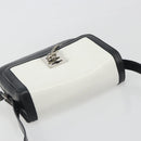 CELINE Shoulder Bag Leather White Black Silver Auth 195652-6
