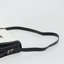 CELINE Shoulder Bag Leather White Black Silver Auth 195652-8