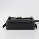 CELINE Shoulder Bag Leather White Black Silver Auth 195652-5