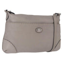 FENDI Celeria Shoulder Bag Leather Gray Silver Auth 195653V-1