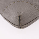 FENDI Celeria Shoulder Bag Leather Gray Silver Auth 195653V-9
