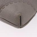 FENDI Celeria Shoulder Bag Leather Gray Silver Auth 195653V-14