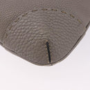 FENDI Celeria Shoulder Bag Leather Gray Silver Auth 195653V-16