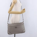 FENDI Celeria Shoulder Bag Leather Gray Silver Auth 195653V-23
