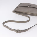 FENDI Celeria Shoulder Bag Leather Gray Silver Auth 195653V-7