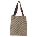 GUCCI GG Supreme Web Sherry Line Tote Bag PVC Beige 39 02 003 Auth 195656-2