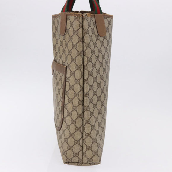 GUCCI GG Supreme Web Sherry Line Tote Bag PVC Beige 39 02 003 Auth 195656