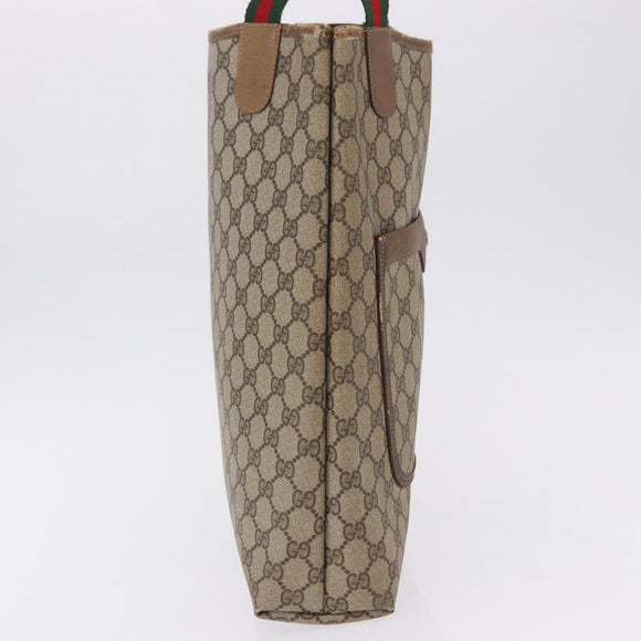 GUCCI GG Supreme Web Sherry Line Tote Bag PVC Beige 39 02 003 Auth 195656