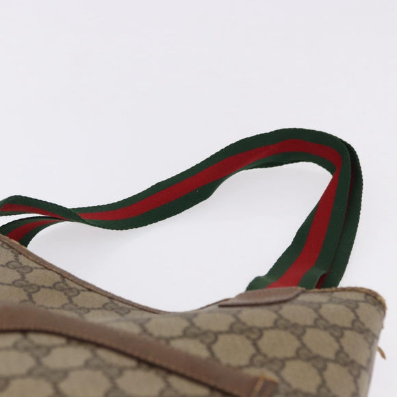 GUCCI GG Supreme Web Sherry Line Tote Bag PVC Beige 39 02 003 Auth 195656