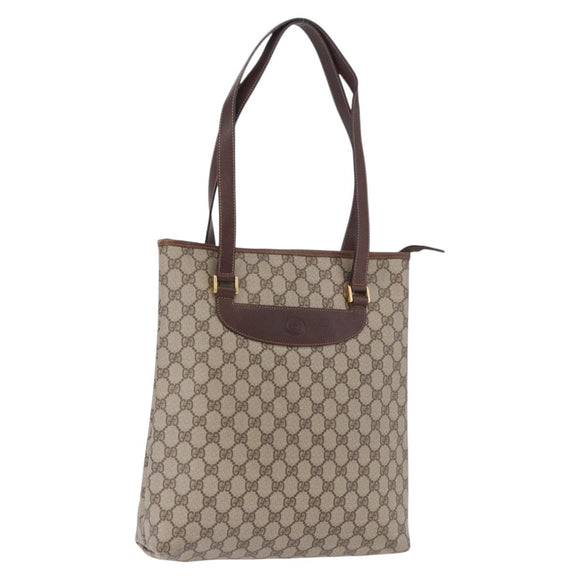 GUCCI GG Supreme Tote Bag PVC Beige Gold 002 39 6130 Auth 195657