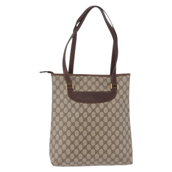 GUCCI GG Supreme Tote Bag PVC Beige Gold 002 39 6130 Auth 195657