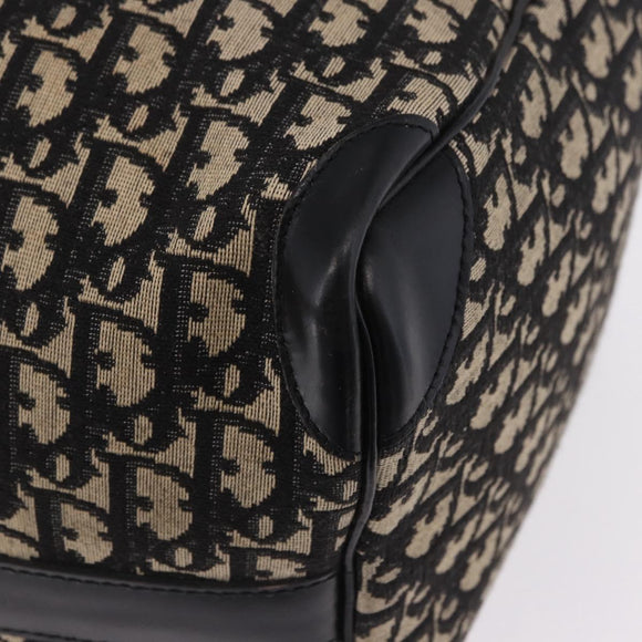Christian Dior Trotter Canvas Boston Bag Black Gold Auth 195659V