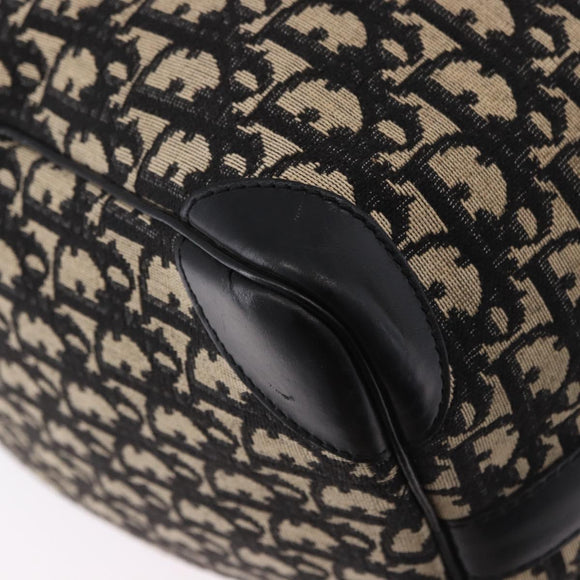 Christian Dior Trotter Canvas Boston Bag Black Gold Auth 195659V
